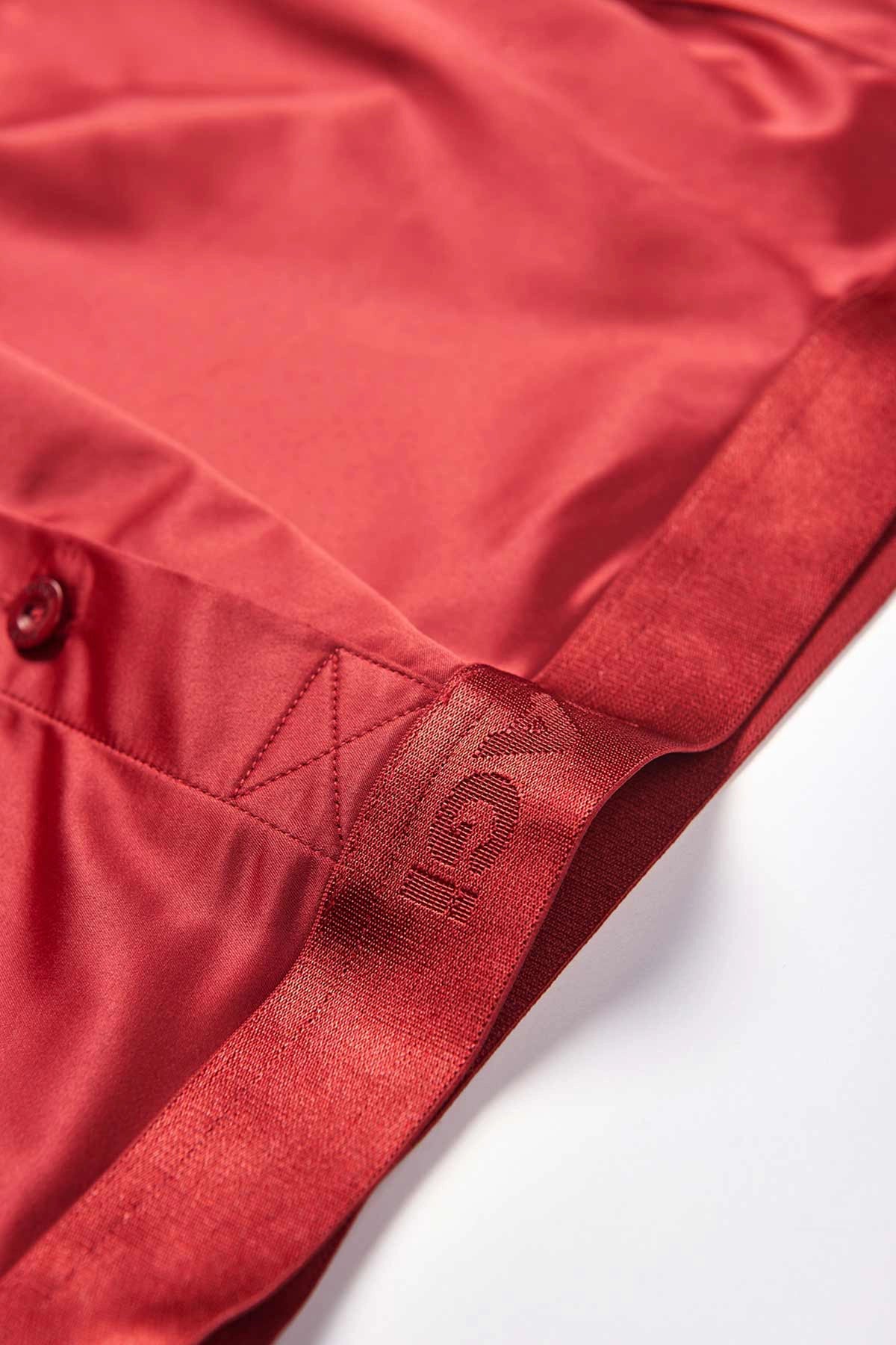 Bordo Jakar Lastikli Saten Boxer