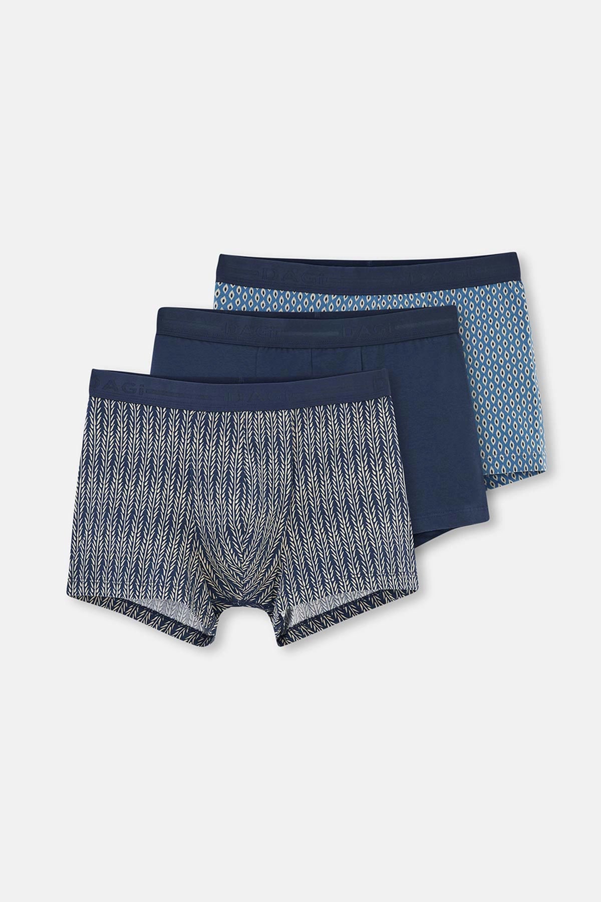 Lacivert D-Man 3'Lü Pamuk Boxer
