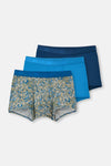 Yeşil Micro Modal Desenli 3'lü Boxer