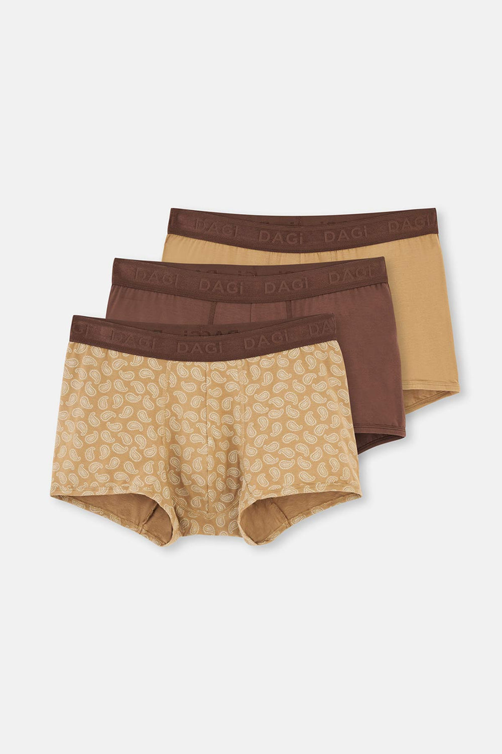 Kahverengi Micro Modal Desenli 3'lü Boxer
