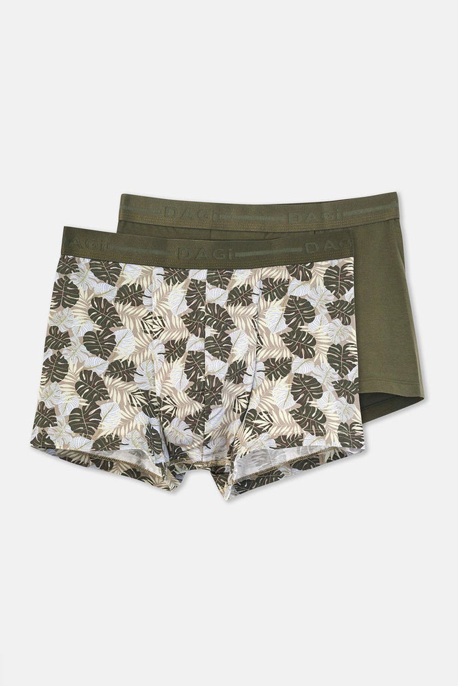Koyu Yeşil Pamuk Desenli 2'li Boxer