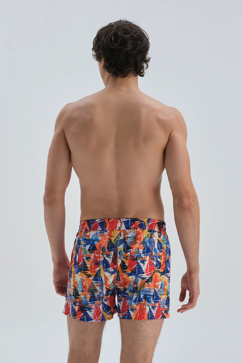 Turuncu Micro Kısa Yelken Desenli Deniz Şortu