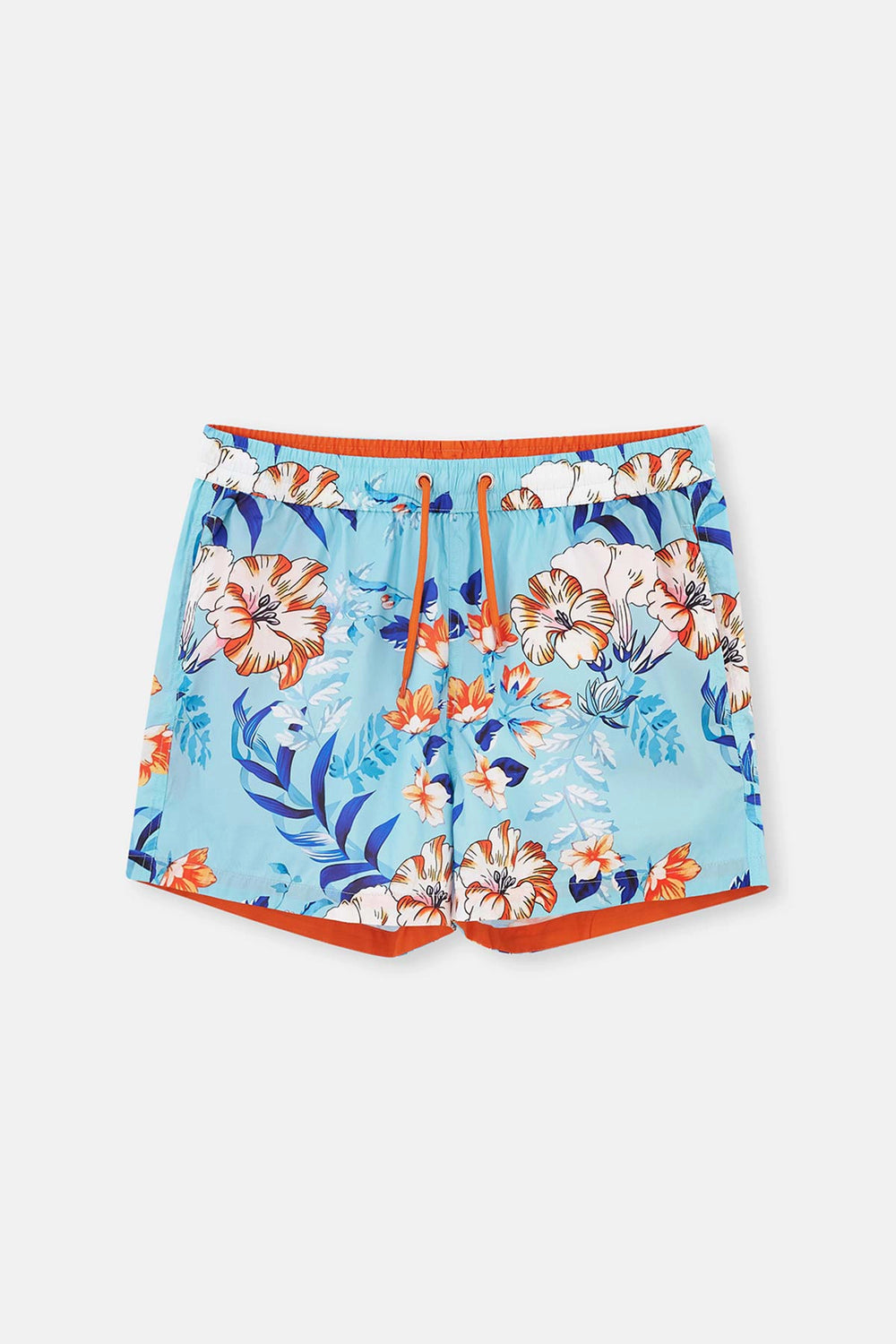 Turkuaz Micro Kısa Çiçek Desenli Deniz Şortu