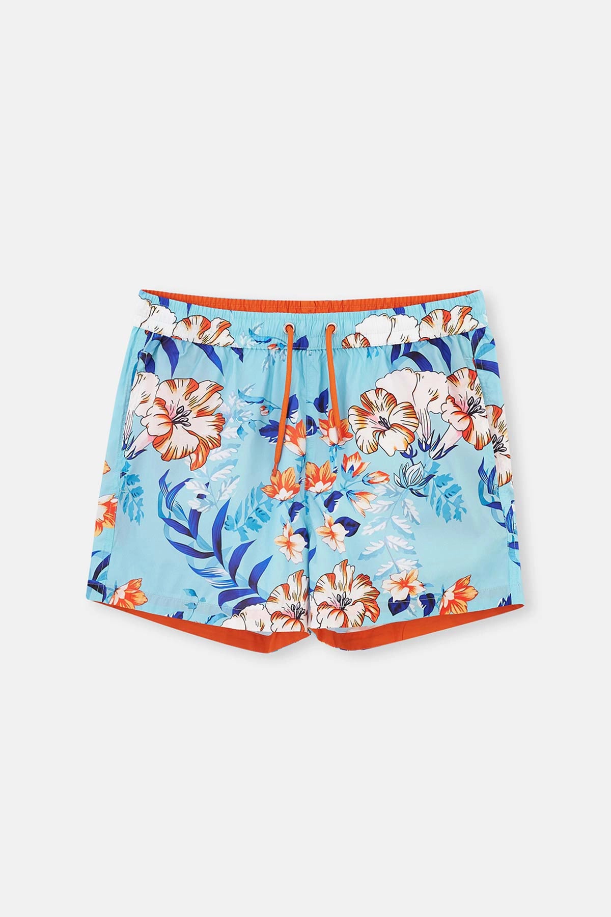 Turkuaz Micro Kısa Çiçek Desenli Deniz Şortu