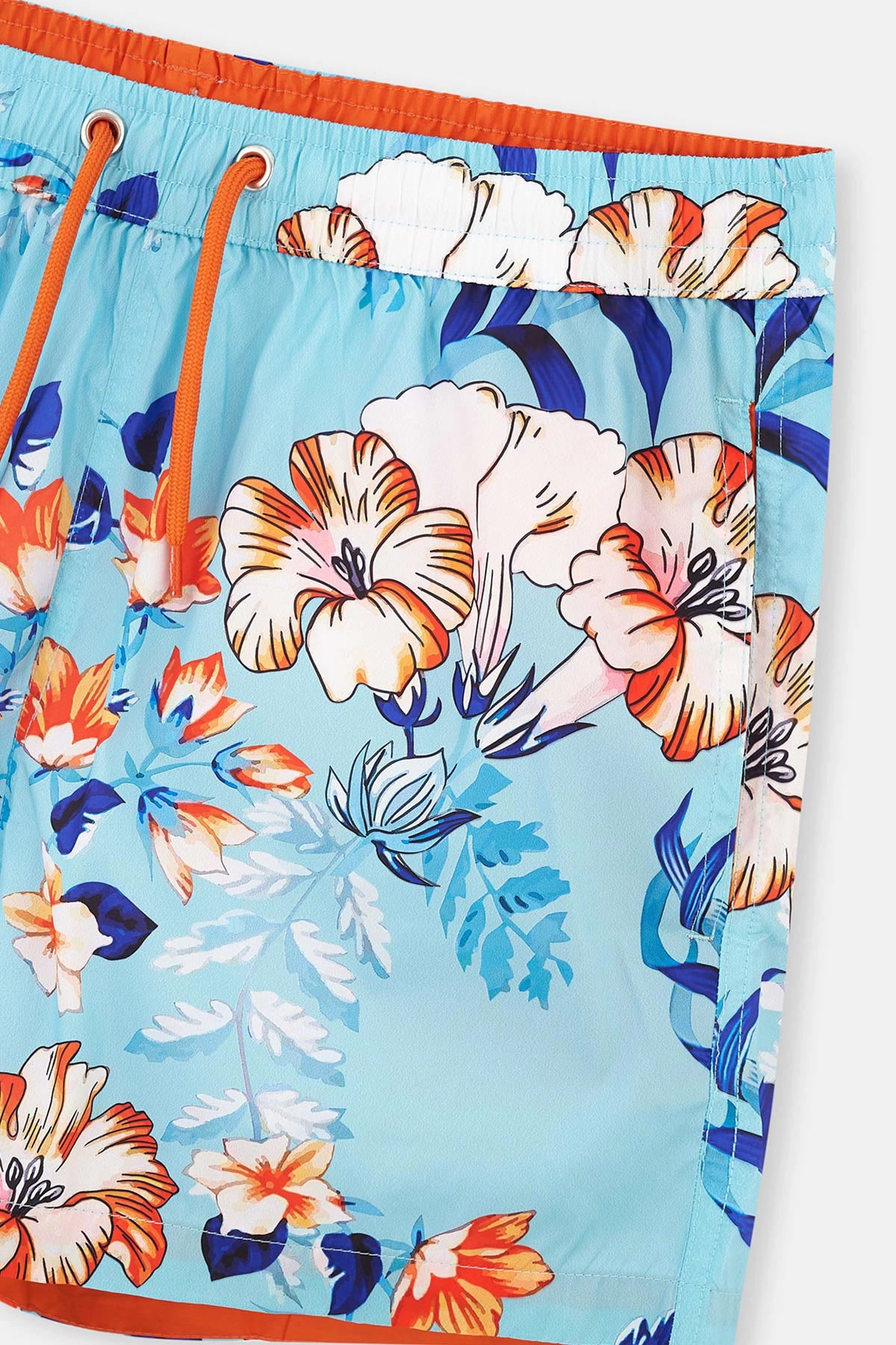 Turkuaz Micro Kısa Çiçek Desenli Deniz Şortu