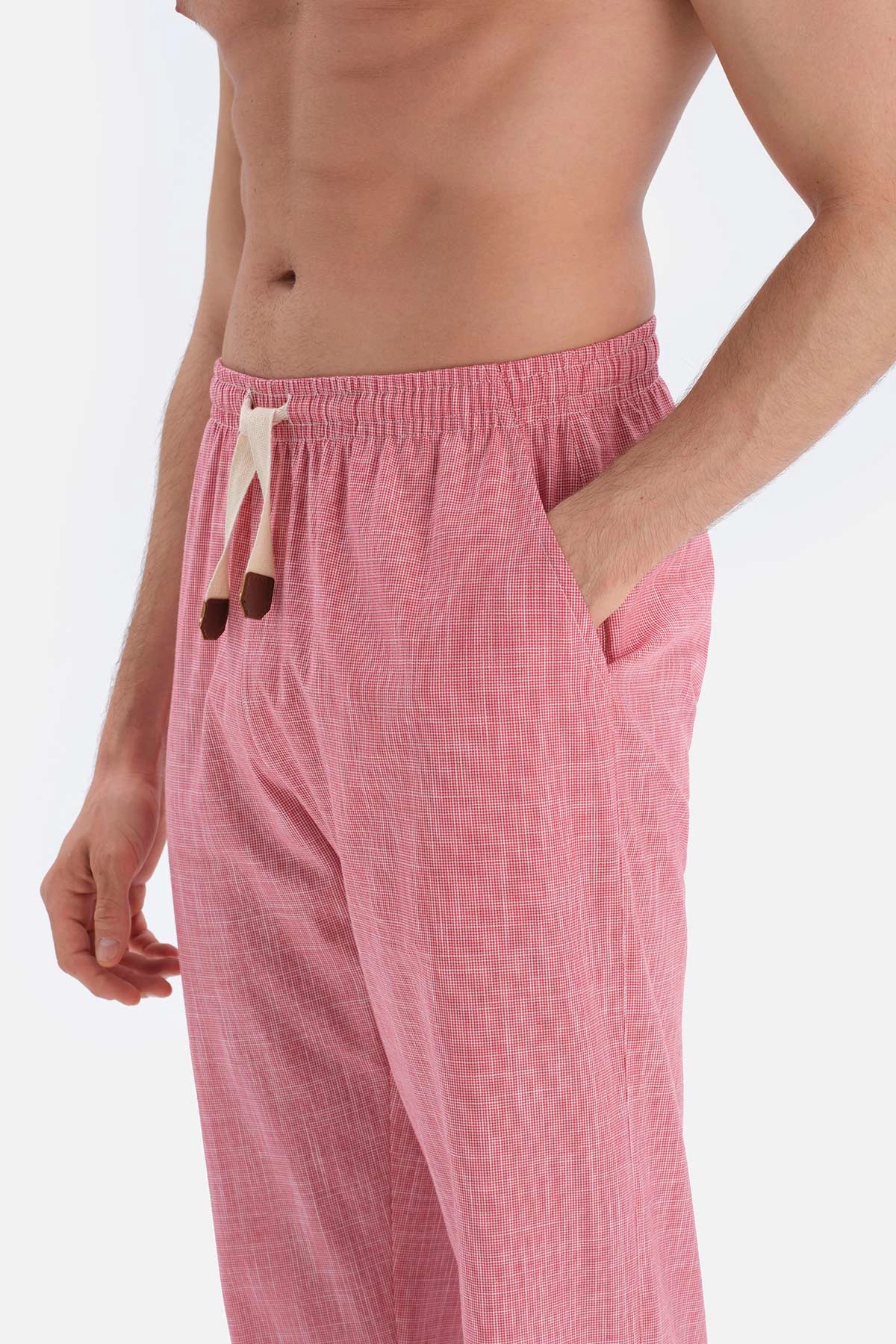 Kırmızı Pötikareli Uzun Paça Pamuklu Pijama Altı