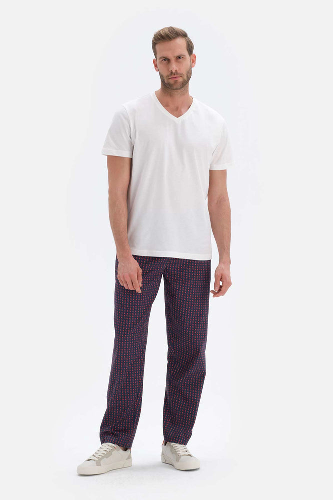 Lacivert Desenli Pamuklu Pijama Altı