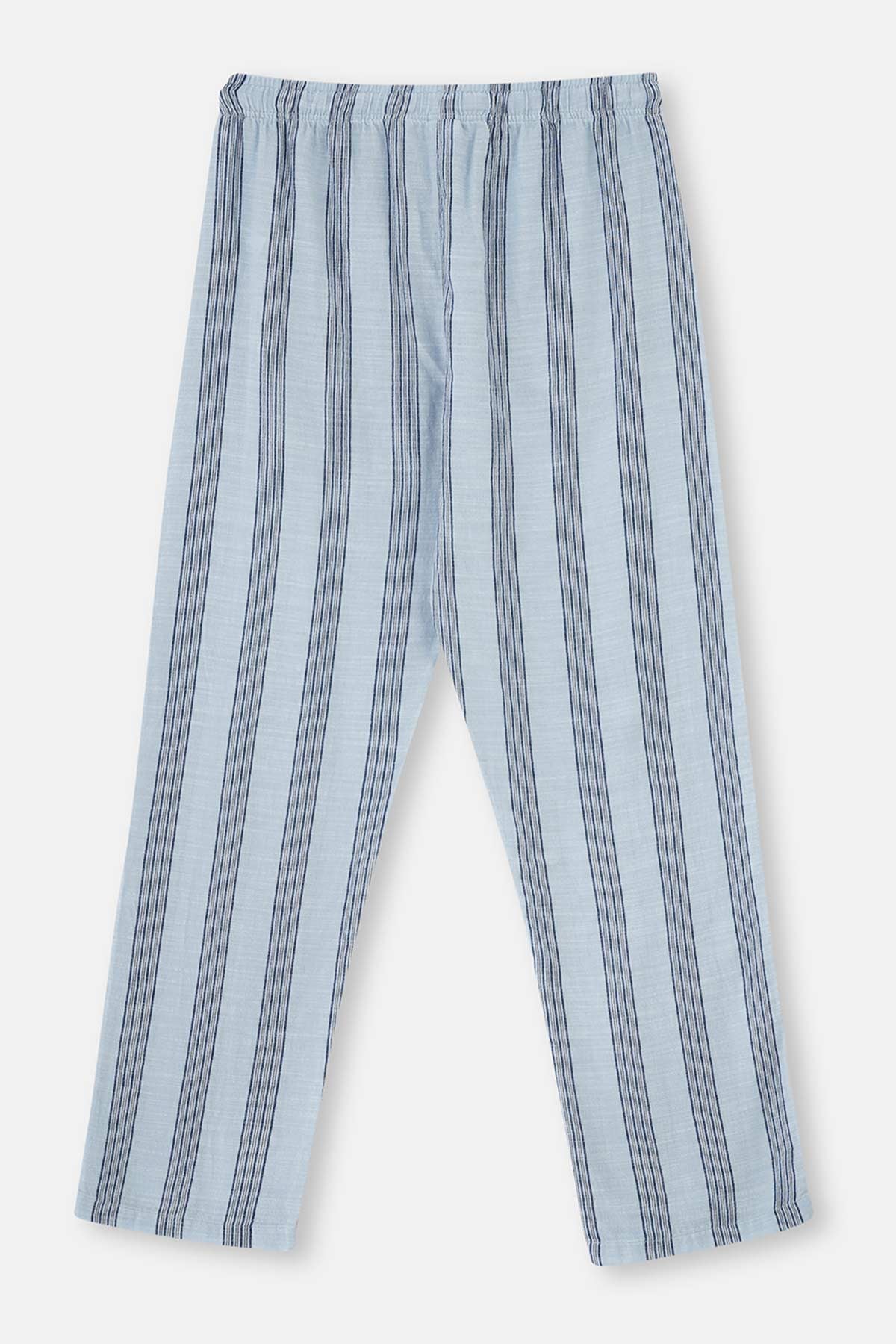 Açıkmavi Çizgili Dokuma Pijama Altı