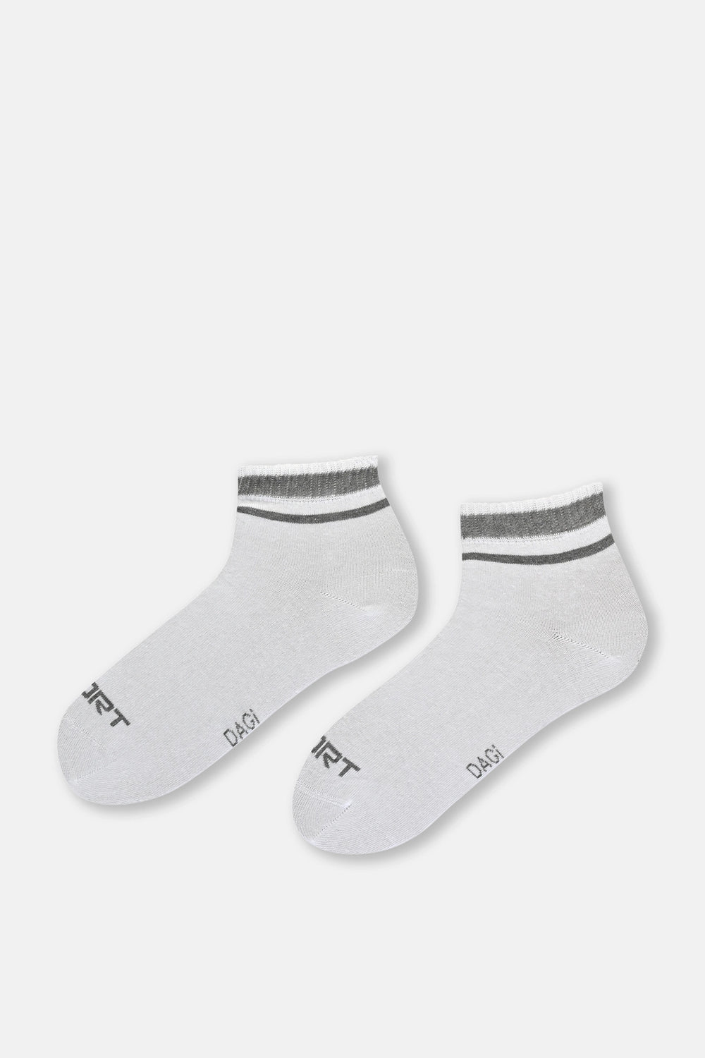 Beyaz Erkek Renkli Çizgili Spor Çorap 2'Li
