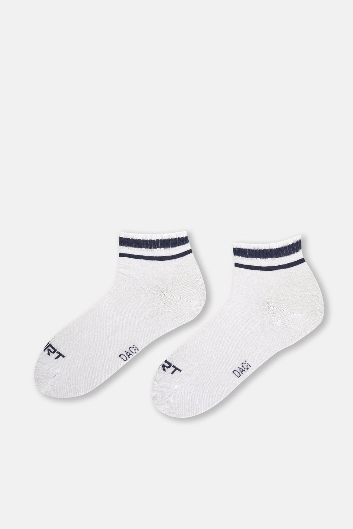 Beyaz Erkek Renkli Çizgili Spor Çorap 2'Li