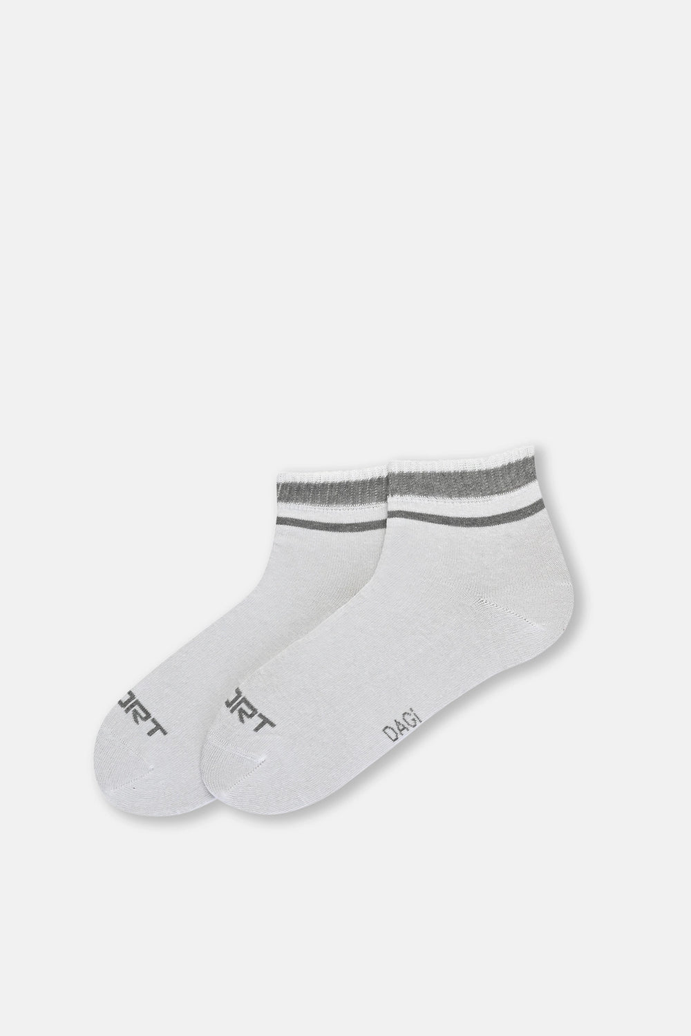 Beyaz Erkek Renkli Çizgili Spor Çorap 2'Li