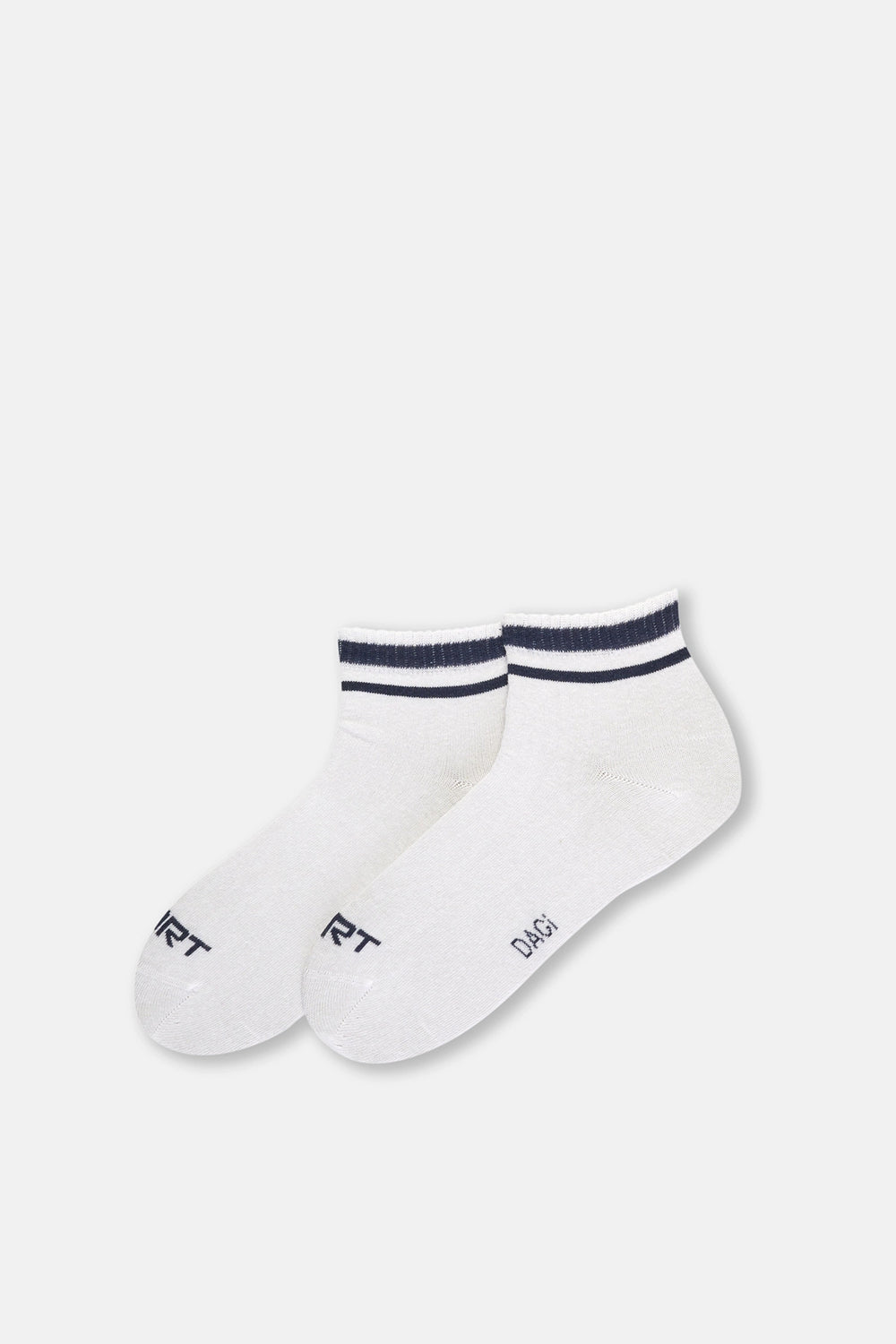 Beyaz Erkek Renkli Çizgili Spor Çorap 2'Li