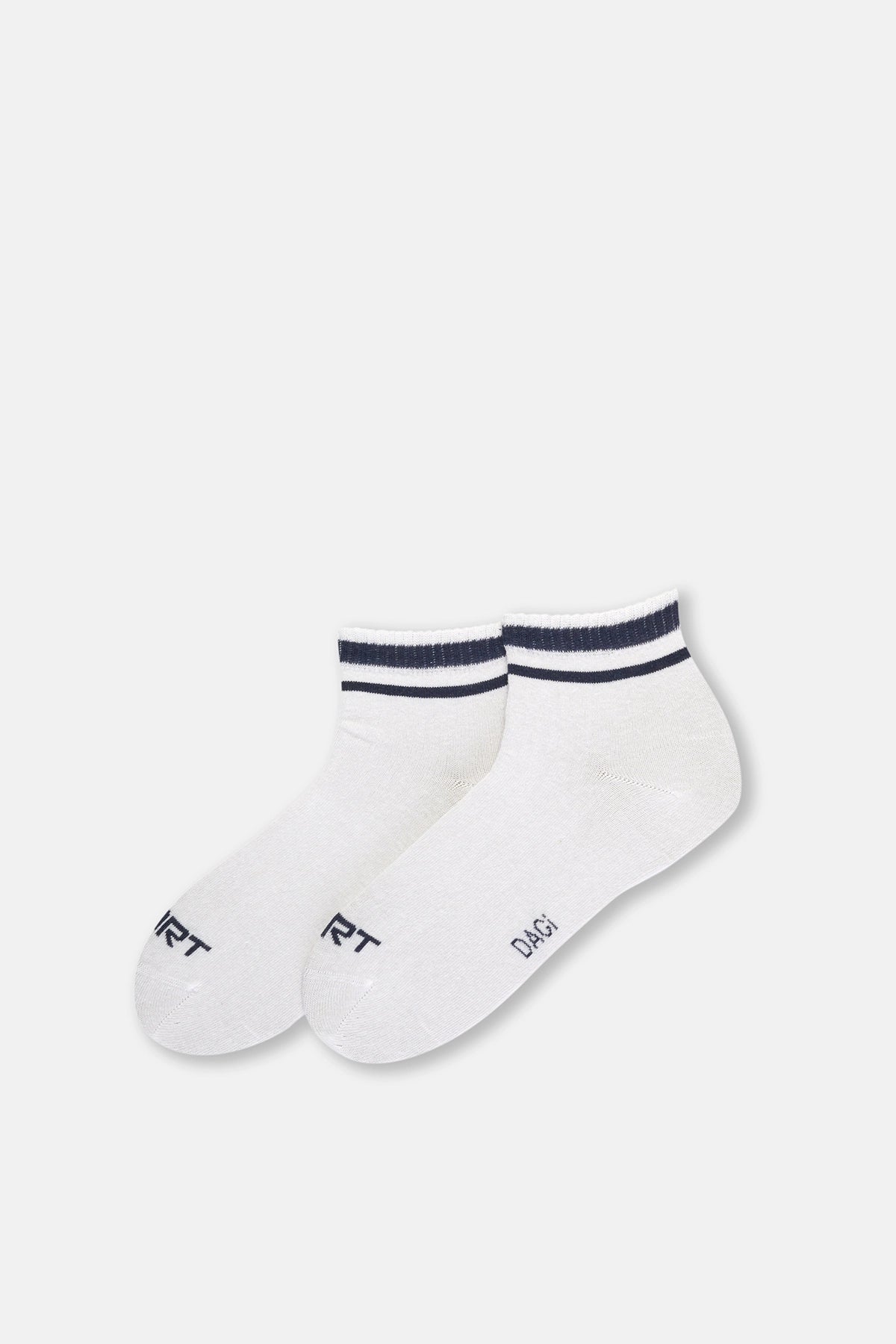 Beyaz Erkek Renkli Çizgili Spor Çorap 2'Li