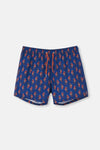 Lacivert Deniz Atı Desenli Kısa Deniz Şortu