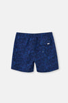 Lacivert Deniz Dalga Desenli Orta Deniz Şortu