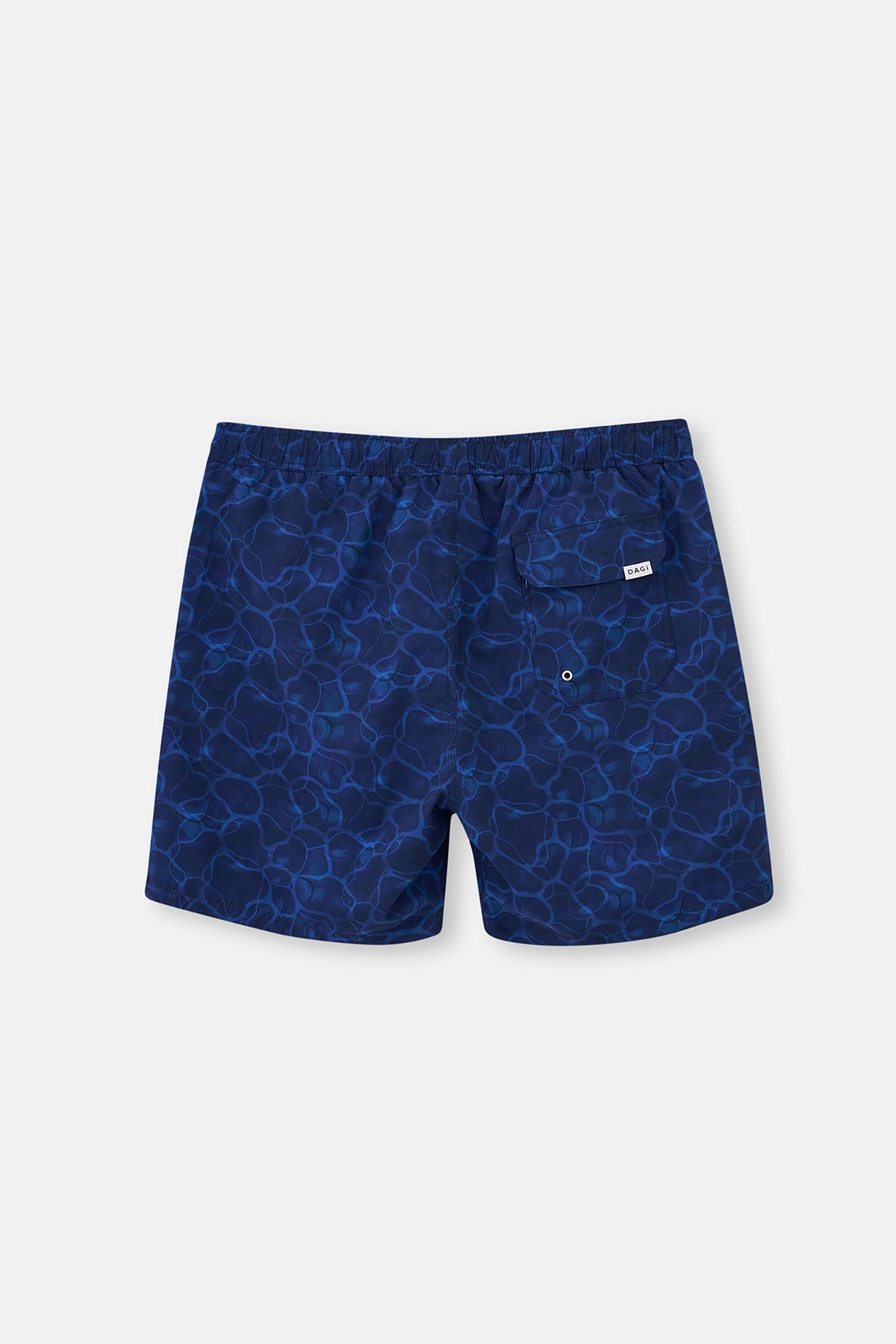 Lacivert Deniz Dalga Desenli Orta Deniz Şortu