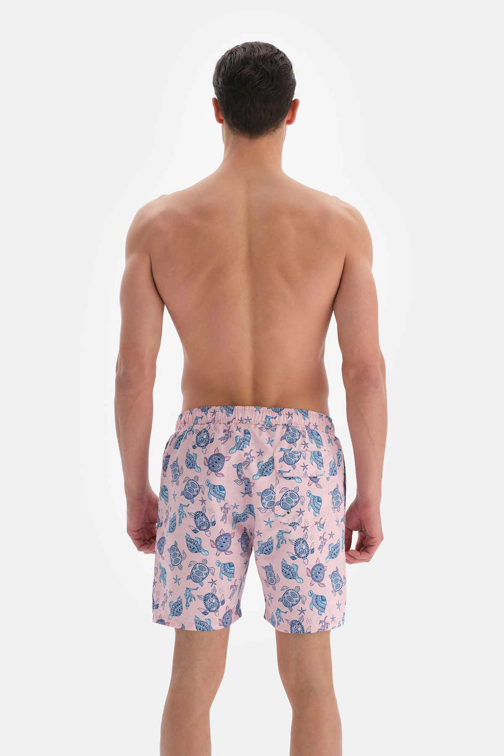 Pembe Caretta Desenli Orta Deniz Şortu