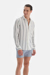 Laci - Beyaz Çizgili Kısa Deniz Şortu