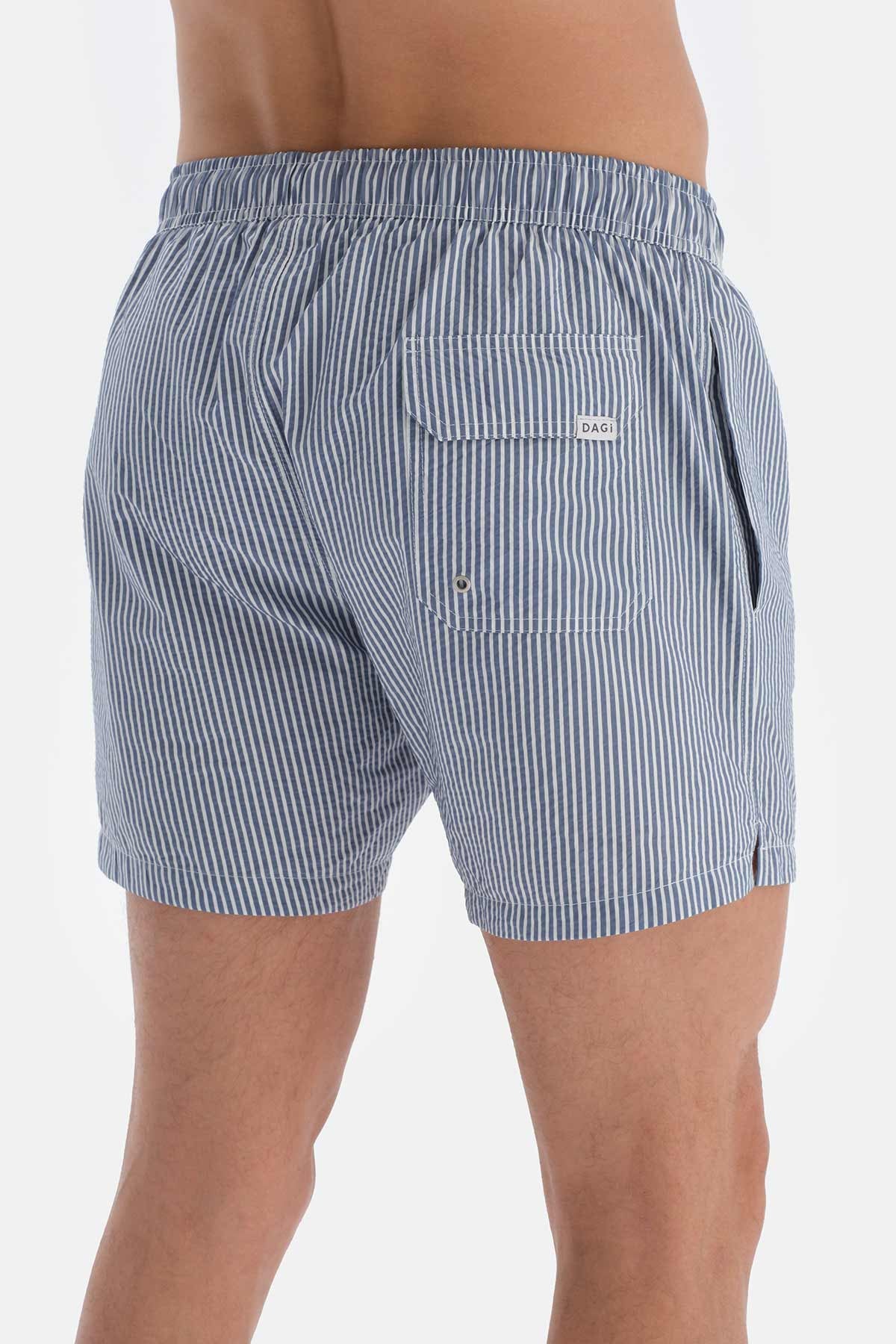 Laci - Beyaz Çizgili Kısa Deniz Şortu