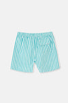 Yeşil-Beyaz Çizgili Mini Deniz Şortu