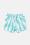Yeşil-Beyaz Çizgili Mini Deniz Şortu