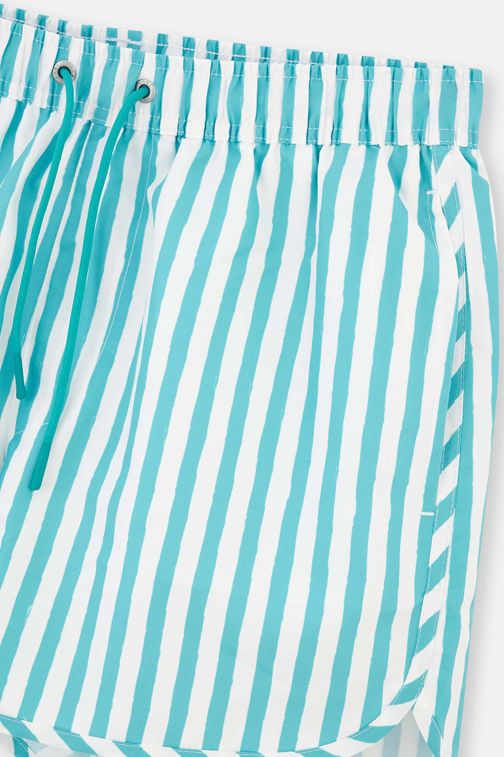 Yeşil-Beyaz Çizgili Mini Deniz Şortu
