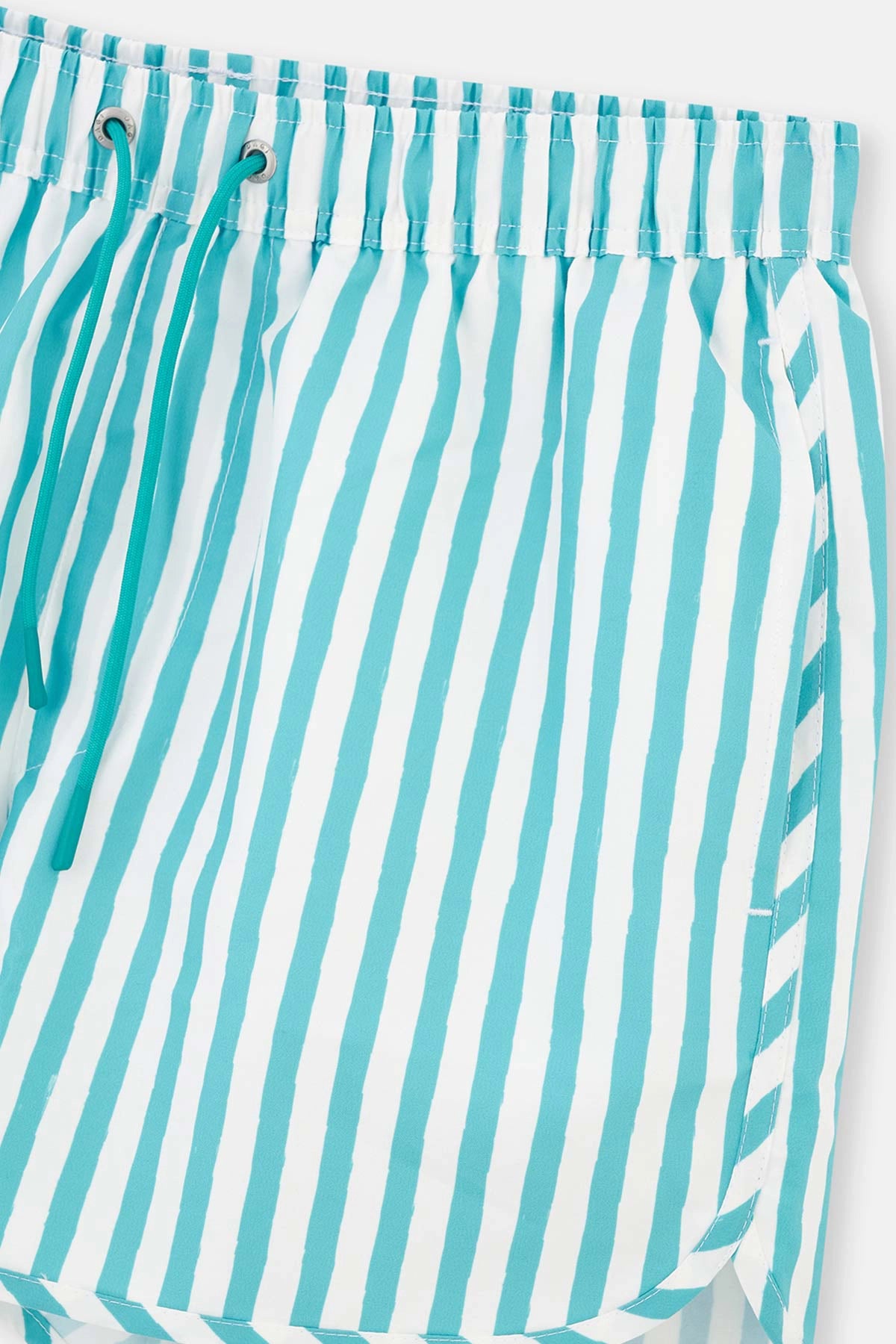 Yeşil-Beyaz Çizgili Mini Deniz Şortu