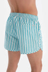 Yeşil-Beyaz Çizgili Mini Deniz Şortu