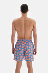 Mavi-Somon Desenli Orta Deniz Şortu