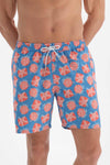 Mavi-Somon Desenli Orta Deniz Şortu