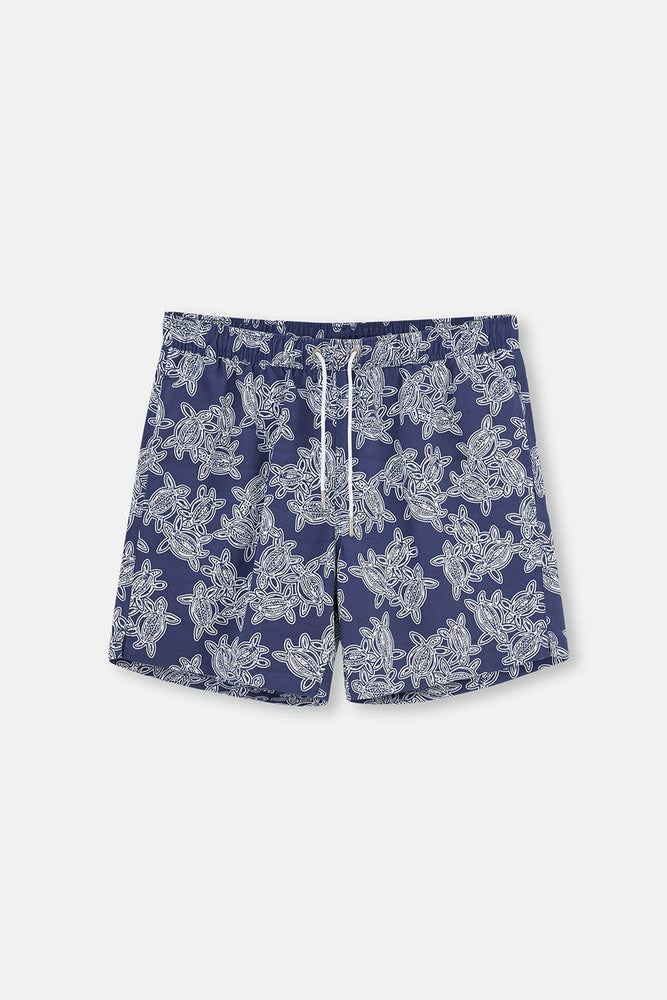 Indigo Caretta Desenli Orta Boy Deniz Şortu