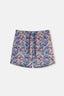 Füme - Fuşya Yaprak Desenli Orta Deniz Şortu