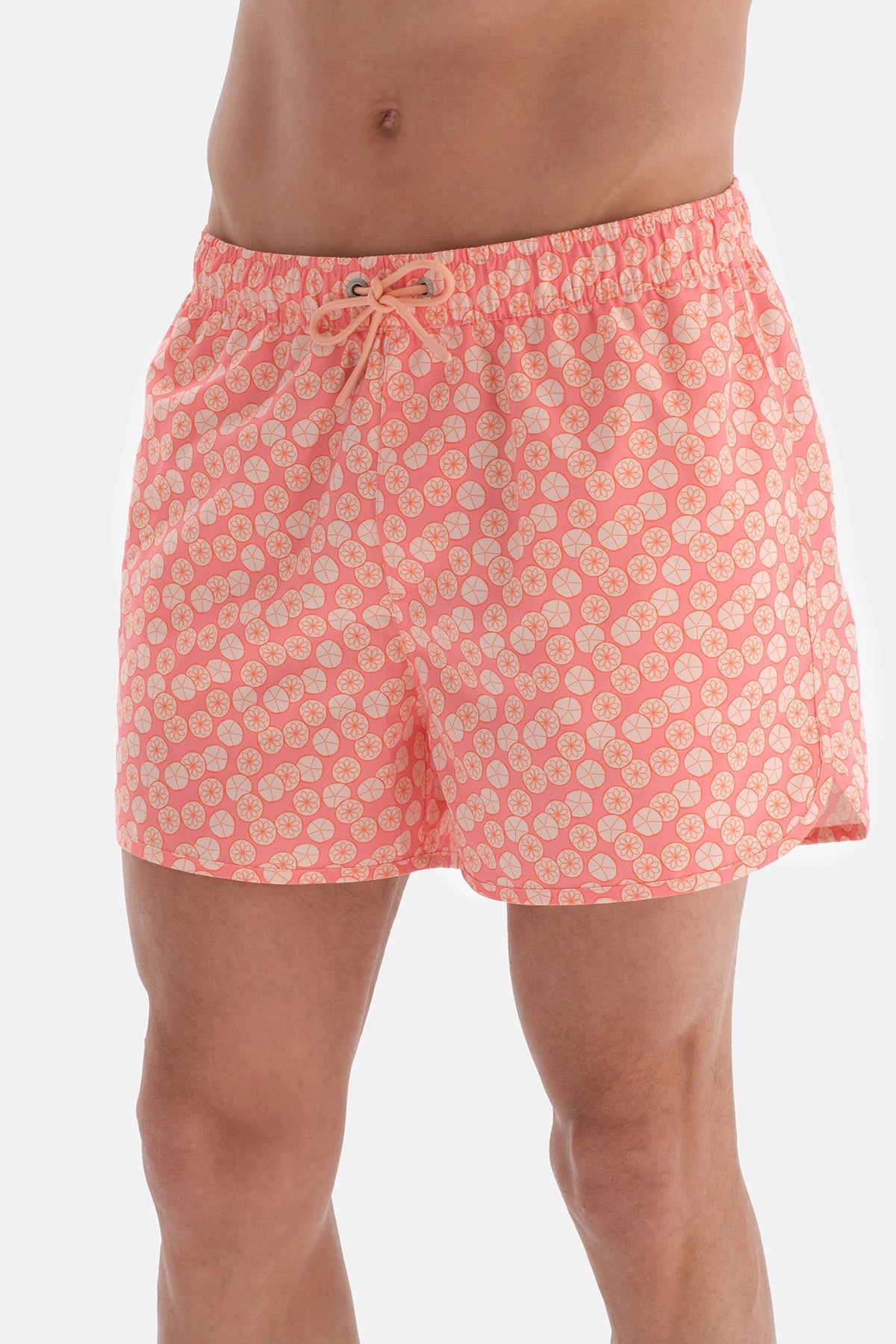 Somon Geometrik Çiçek Desenli Mini Deniz Şortu