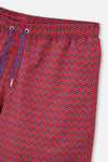 Kırmızı Kravat Desenli Orta Deniz Şortu