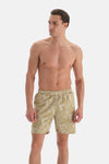 Yeşil Zebra Desenli Orta Deniz Şortu