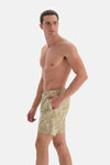 Yeşil Zebra Desenli Orta Deniz Şortu