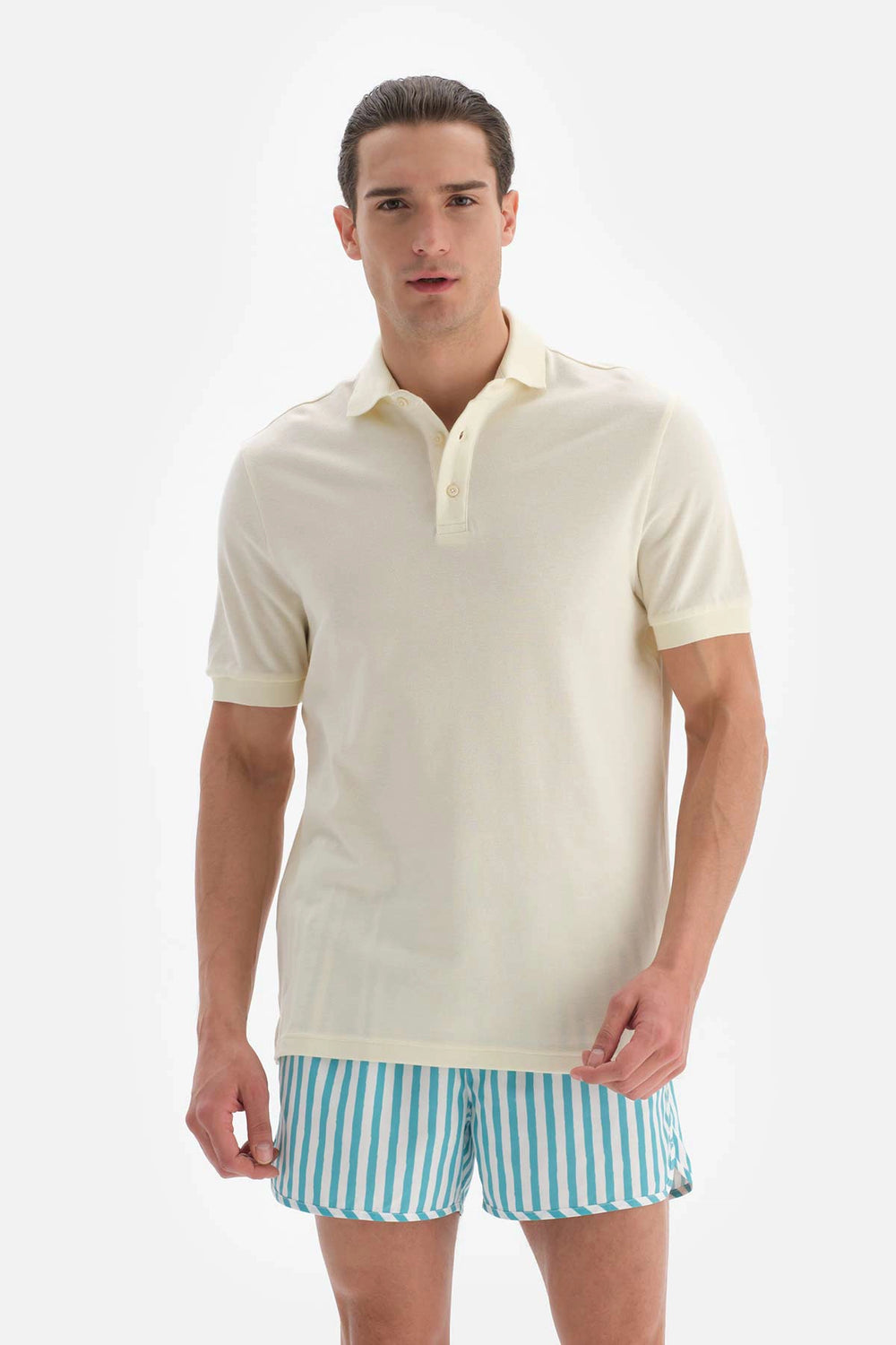 Ekru Pike Polo Yaka T-Shirt