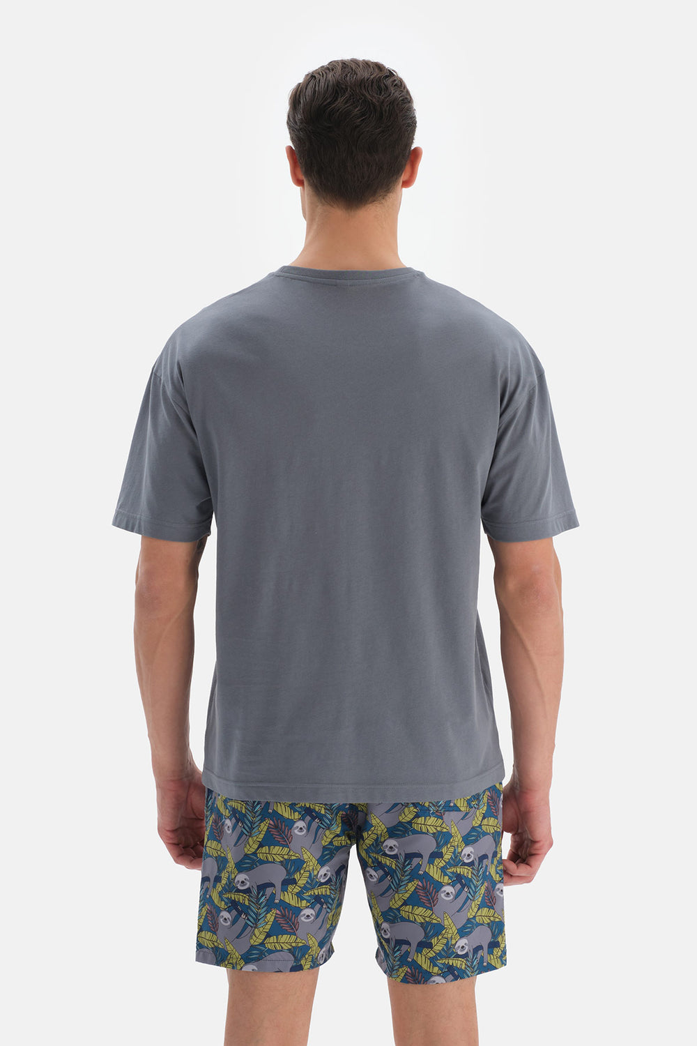 Antrasit Baskılı Bisiklet Yaka T-Shirt