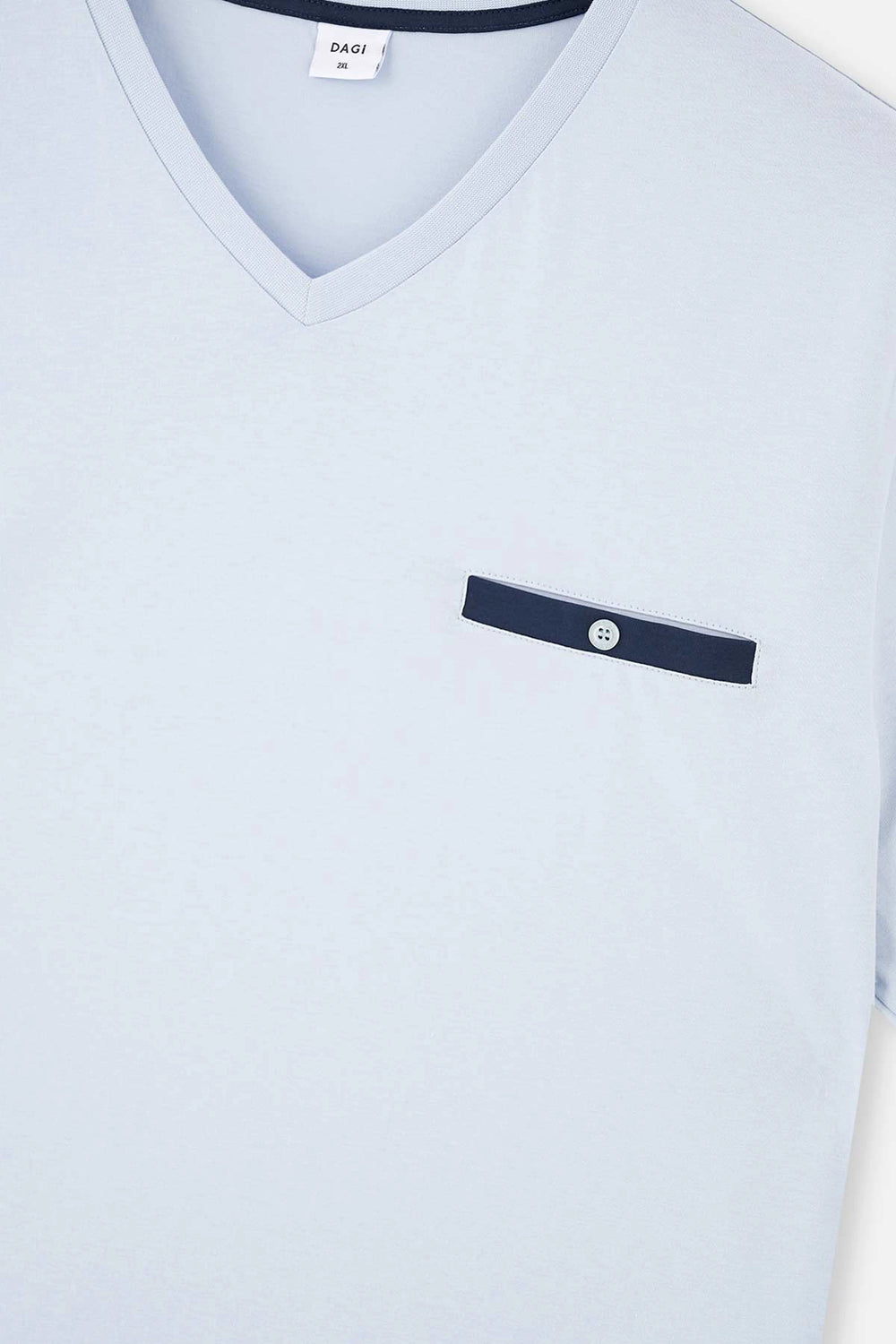 Açıkmavi V Yaka Kısa Kollu Örme Şortlu Pijama Takımı