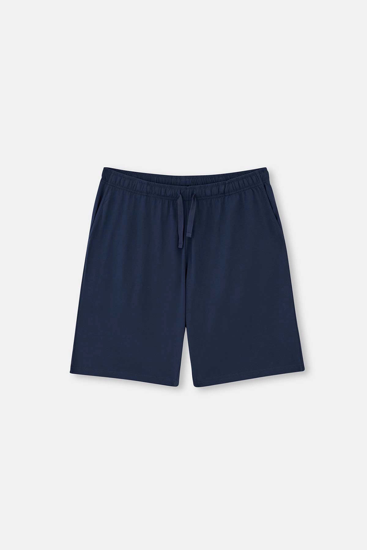 Açıkmavi V Yaka Kısa Kollu Örme Şortlu Pijama Takımı