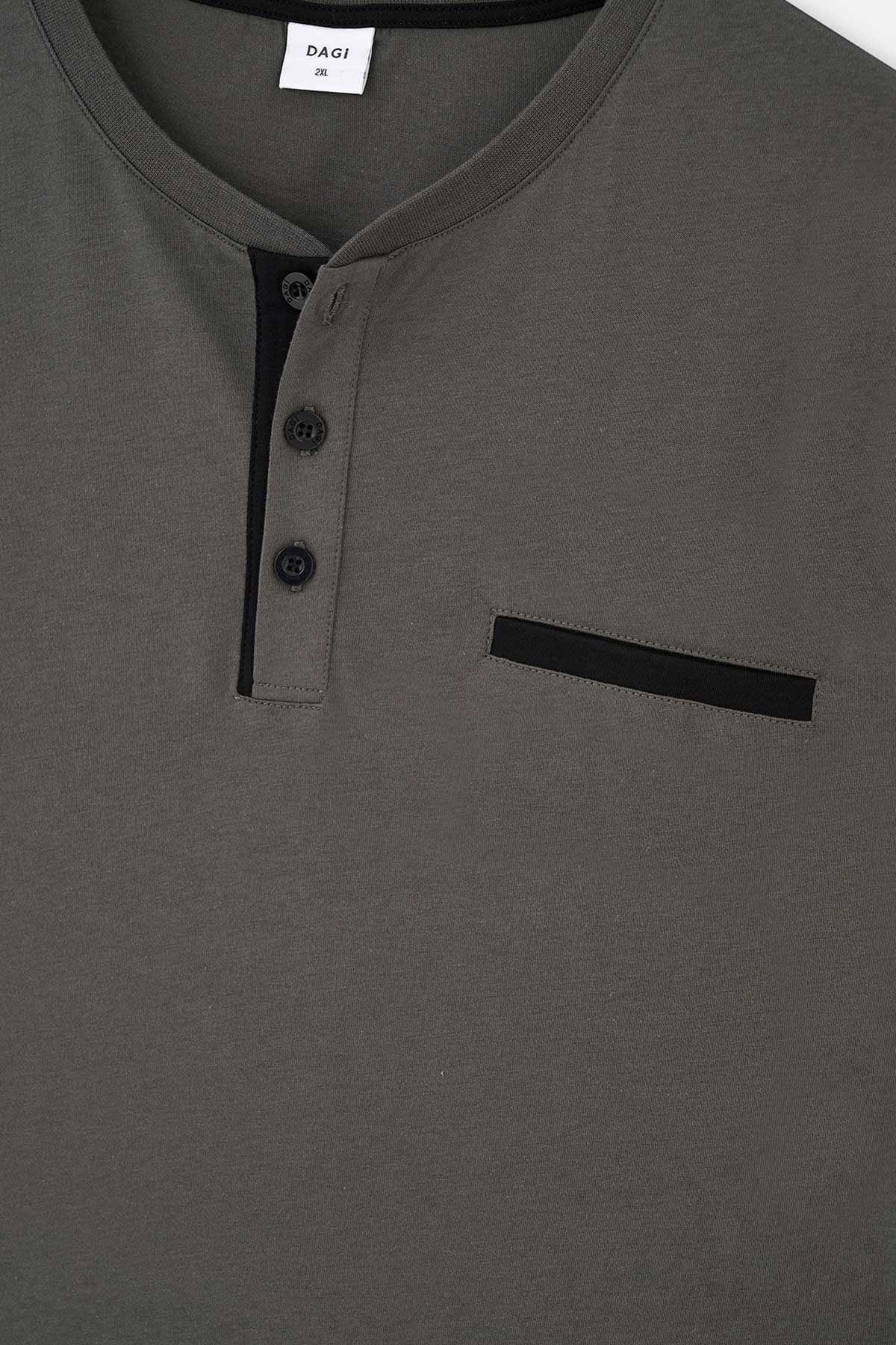 Antrasit Yarım Patlı Çizgili Alt Örme Şortlu Pijama Takımı