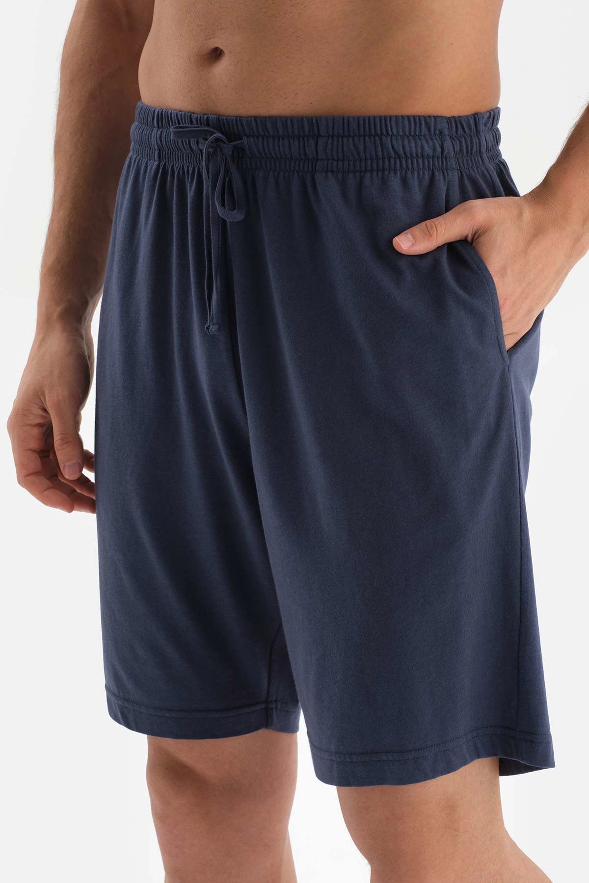 Ekru Bisiklet Yaka Baskılı Pamuklu Şortlu Pijama Takımı