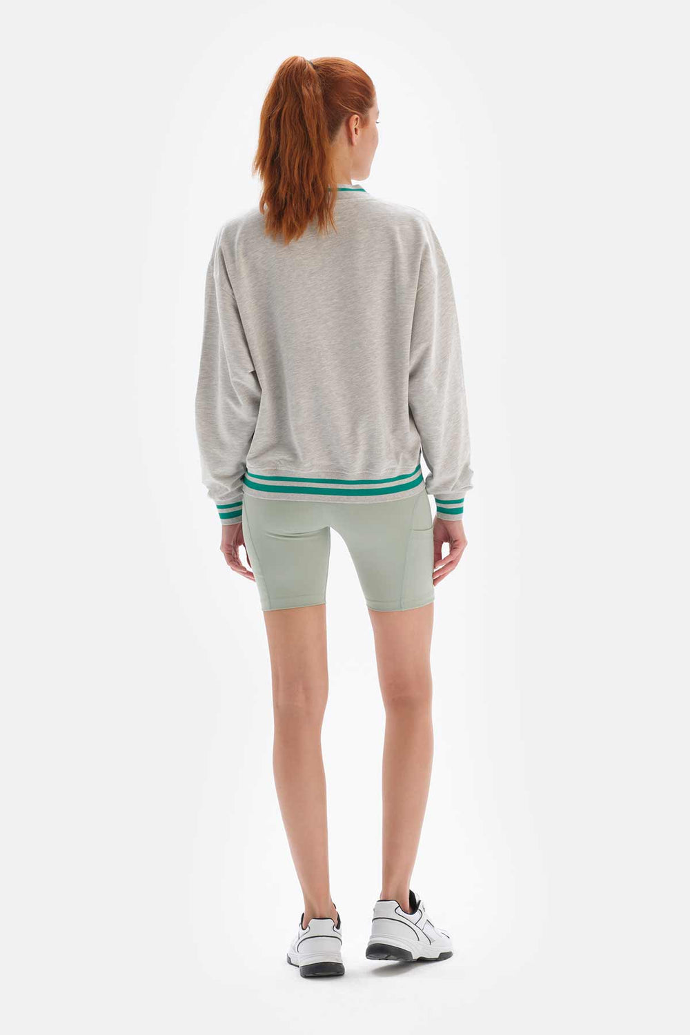 Gri Melanj Dagi Active Baskılı Oversize Sweatshirt