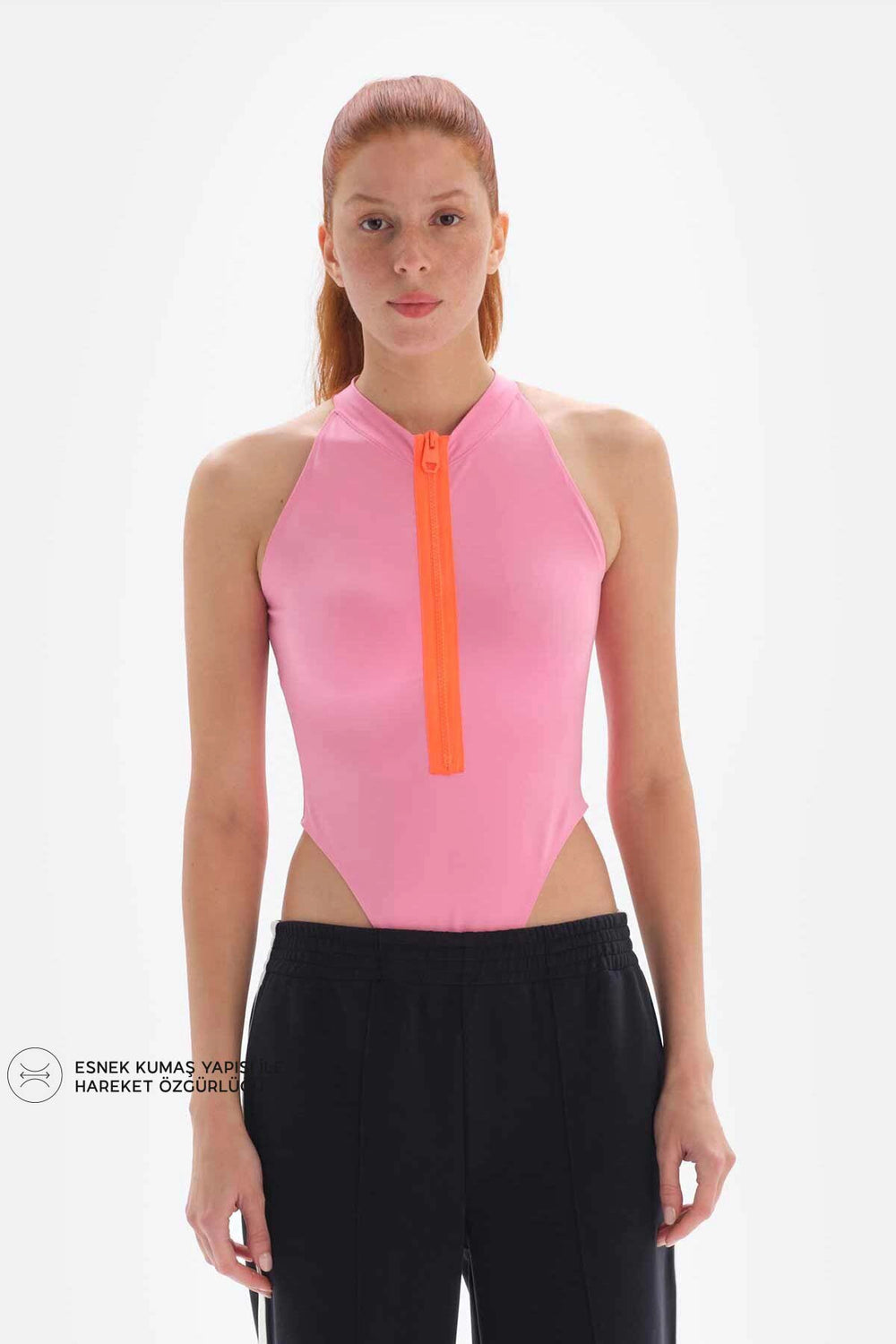 Pembe Dagi Active Kadın Bodysuit Fermuarlı