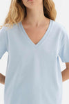 Açıkmavi V Yaka Viskon T-Shirt