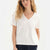 Beyaz V Yaka Viskon T-Shirt
