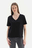 Siyah V Yaka Interlok Pamuklu Kısa Kollu Tişört