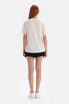 Ekru Bisiklet Yaka Kısa Kol Interlok Pamuklu T-Shirt