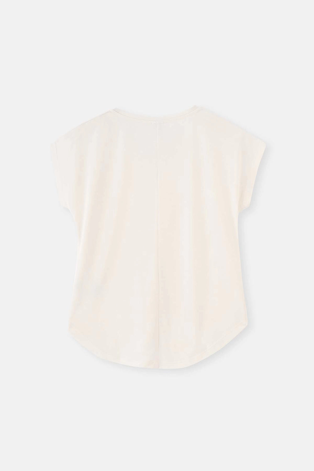 Beyaz V Yaka Düşük Kol Cupro Tişört