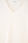 Beyaz V Yaka Düşük Kol Cupro Tişört